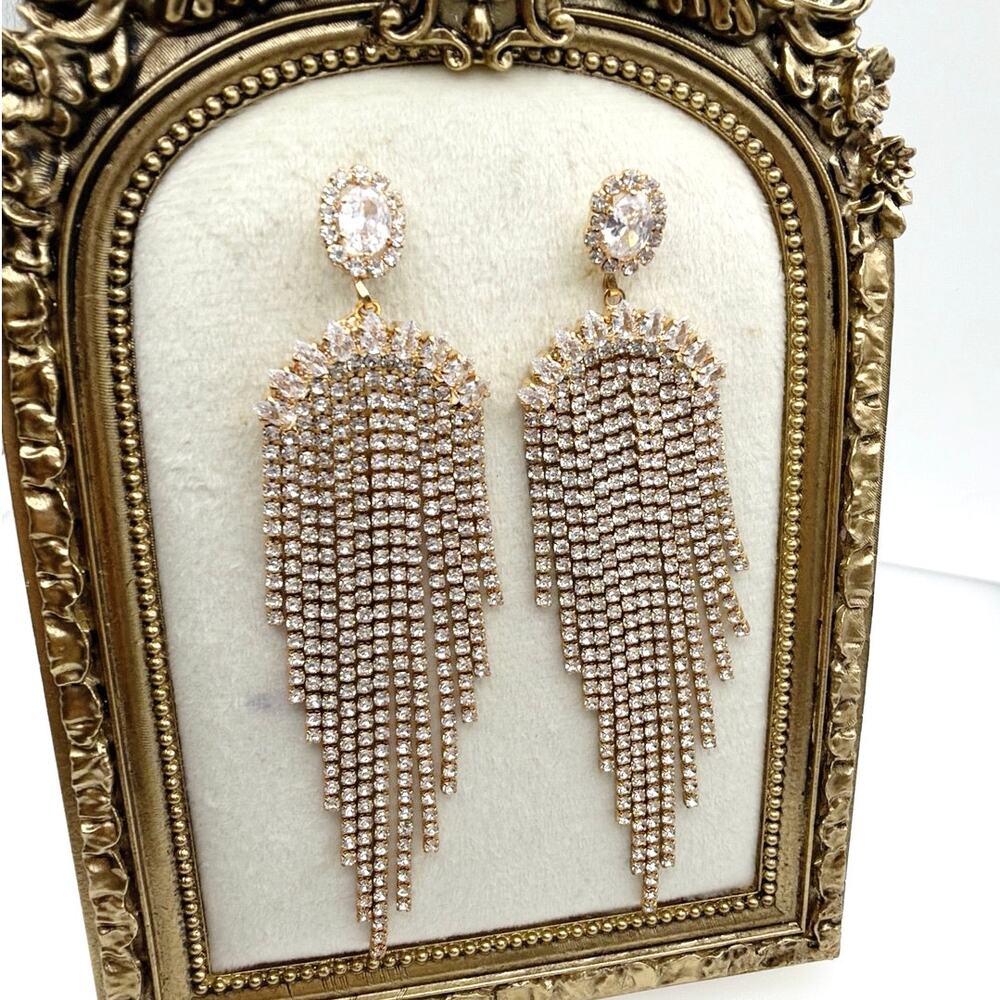 Statement Zirconia Chandelier Earrings 4”